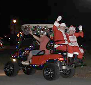 Santa and Mrs. Claus at Golf Cart Parade